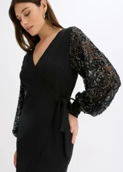 Best Vestido midi con bordado de lentejuelas en las mangas Mujer Vestidos|Ropa Elegante