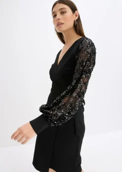 Best Vestido midi con bordado de lentejuelas en las mangas Mujer Vestidos|Ropa Elegante