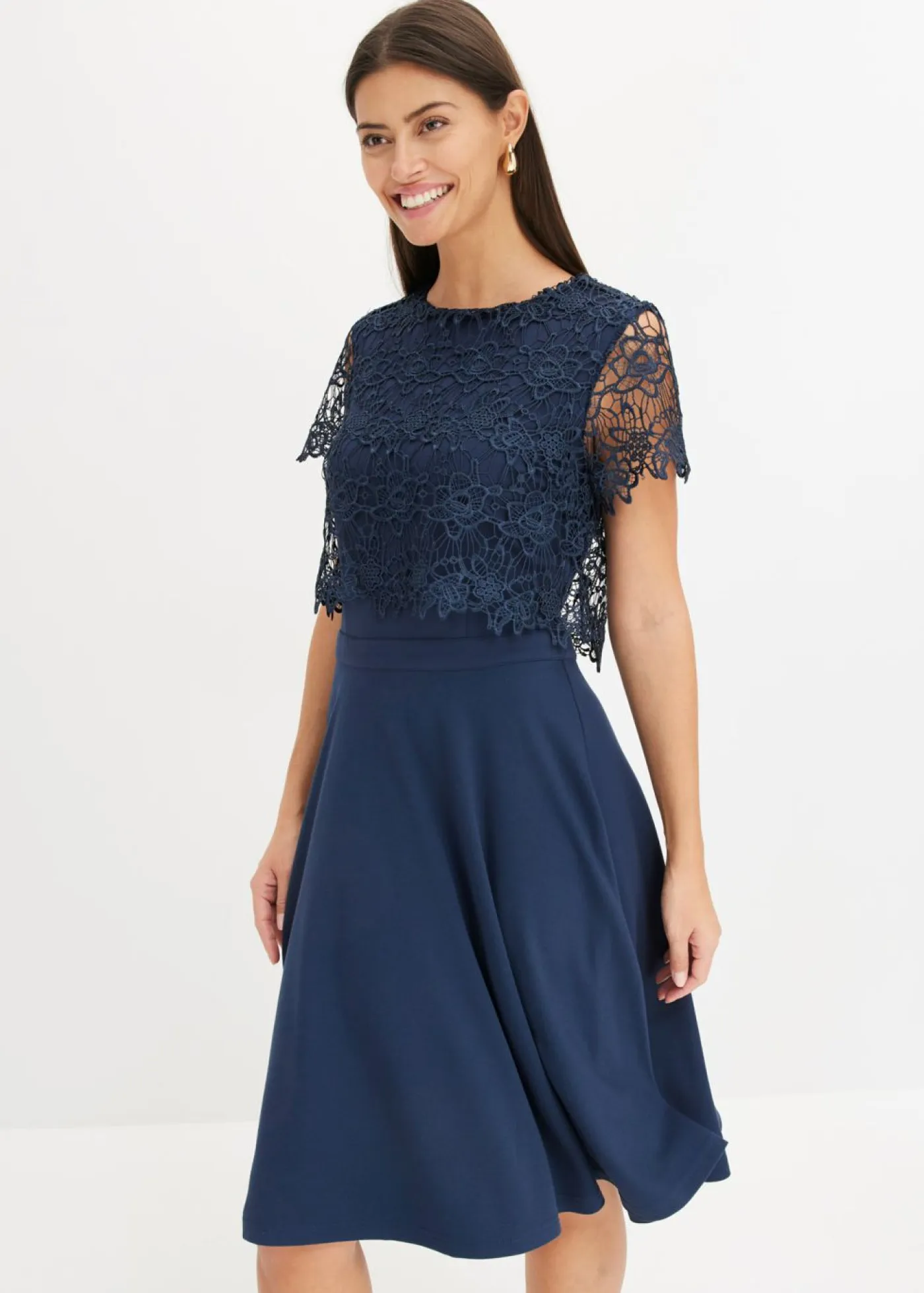 New Vestido midi con encaje Mujer Vestidos|Novedades