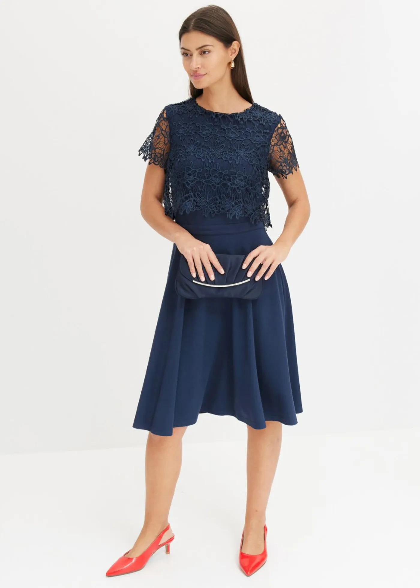 New Vestido midi con encaje Mujer Vestidos|Novedades