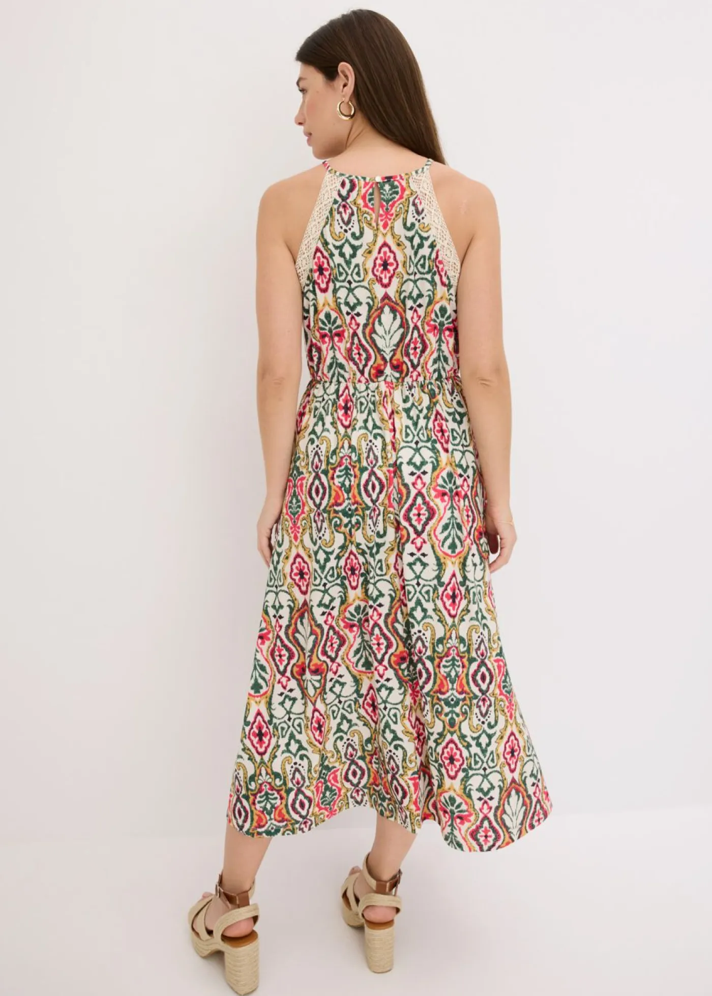 Vestido midi con encaje Mujer Vestidos