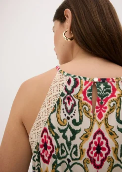Vestido midi con encaje Mujer Vestidos