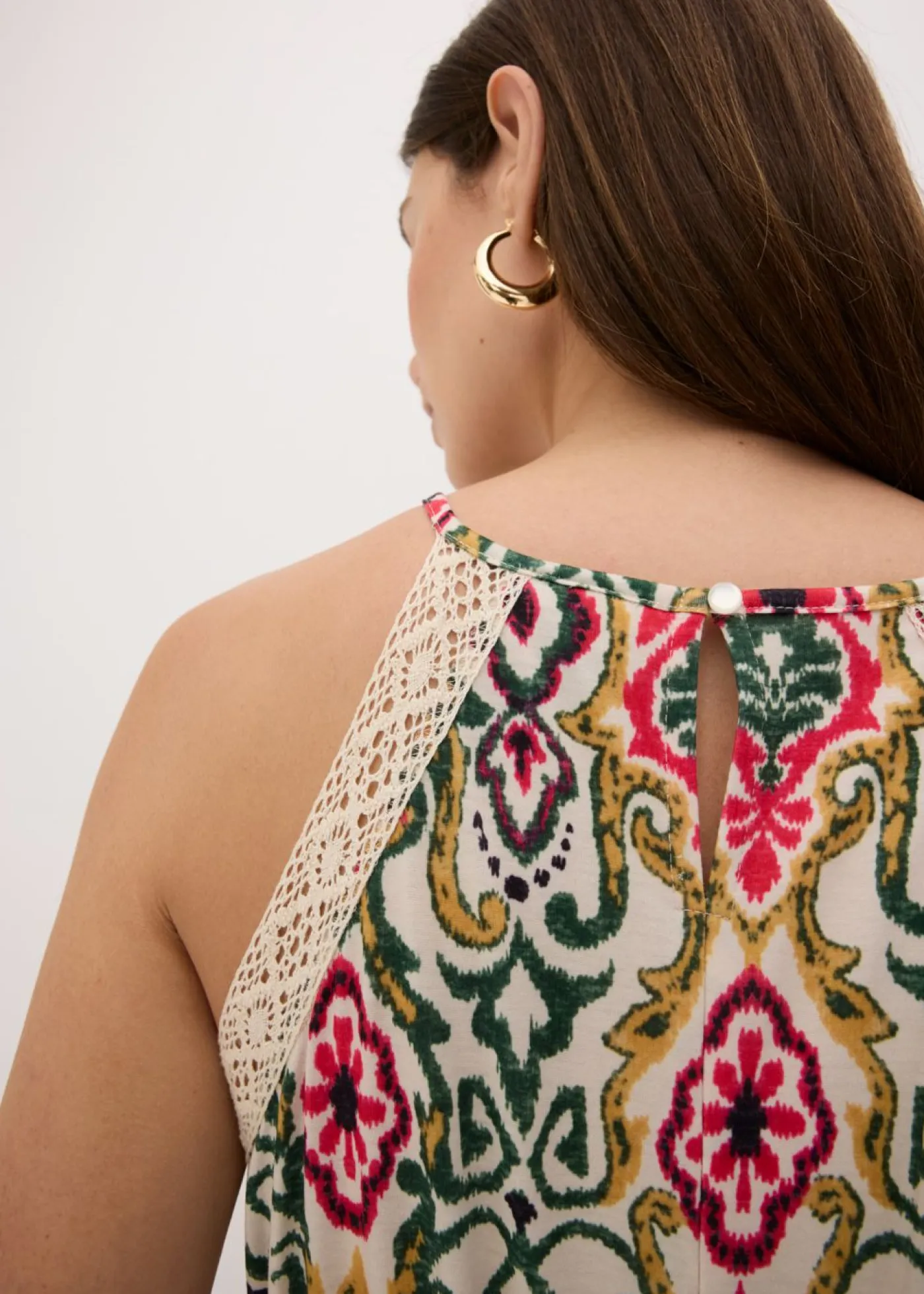 Vestido midi con encaje Mujer Vestidos