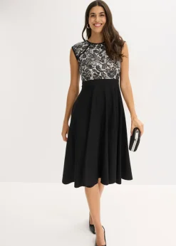 Vestido midi con encaje Mujer Vestidos|Novedades