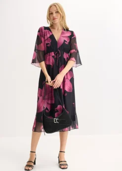 Outlet Vestido midi con escote pronunciado Mujer Vestidos|Novedades