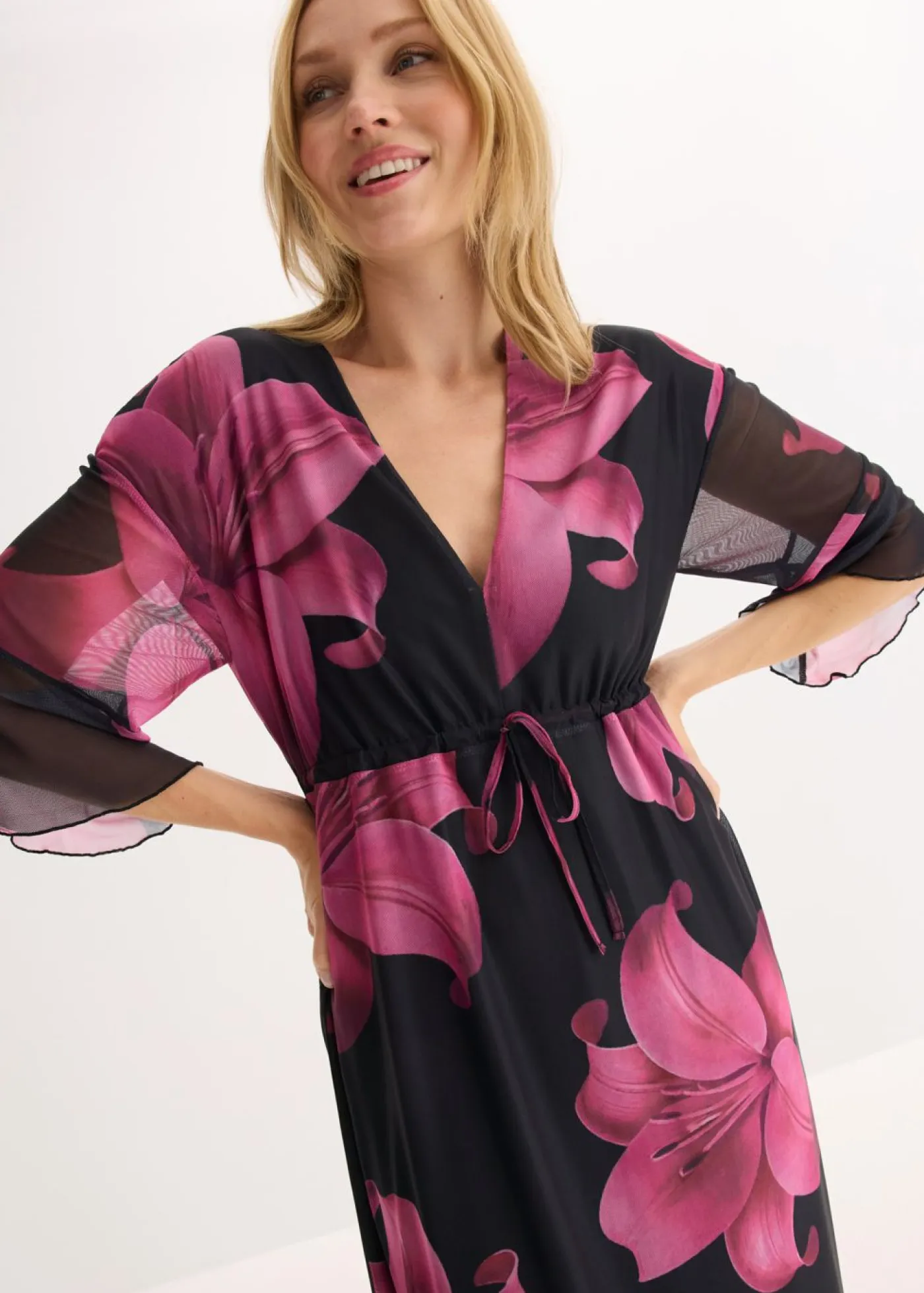 Outlet Vestido midi con escote pronunciado Mujer Vestidos|Novedades