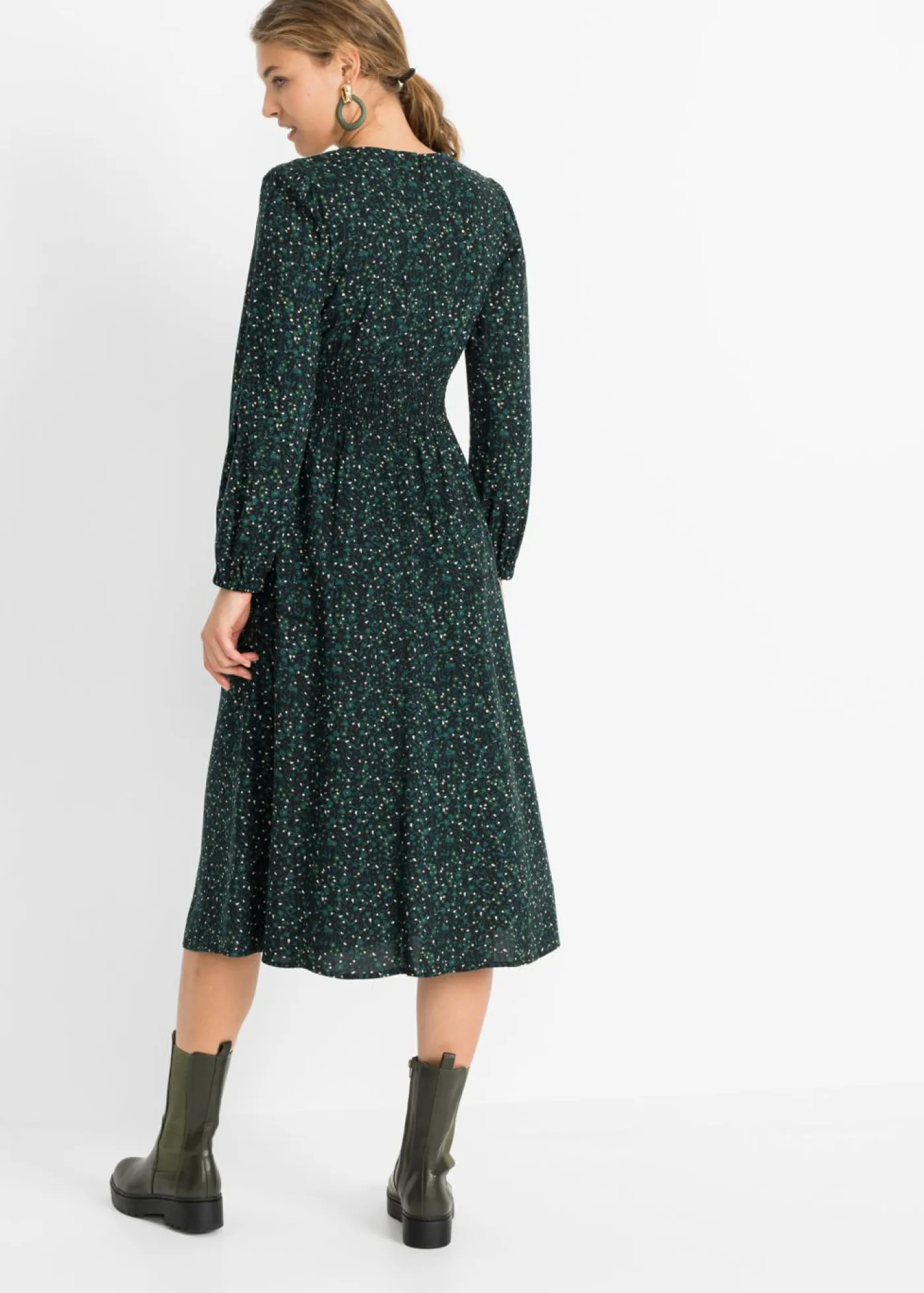 Vestido midi con estampado de flores Mujer Vestidos