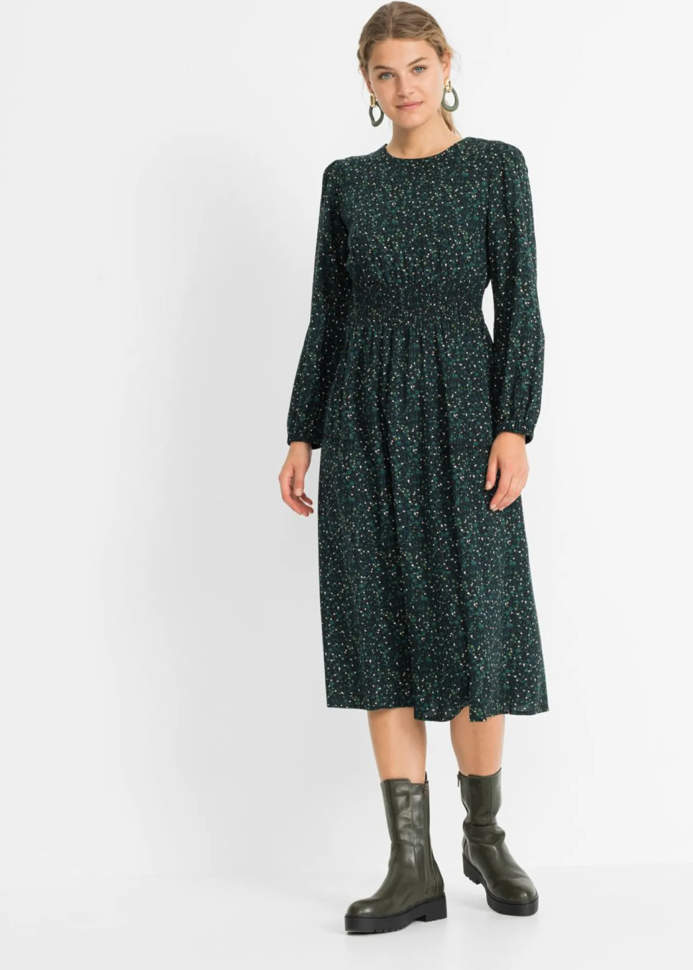 Vestido midi con estampado de flores Mujer Vestidos