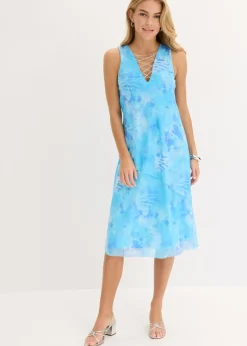 Vestido midi con malla Mujer Vestidos