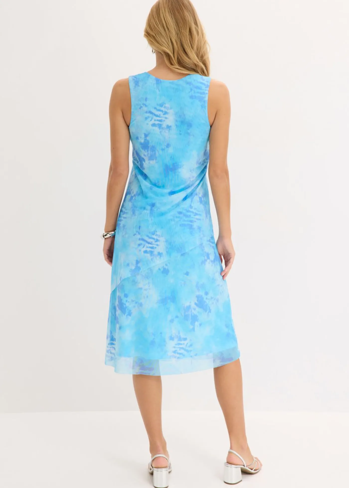 Vestido midi con malla Mujer Vestidos