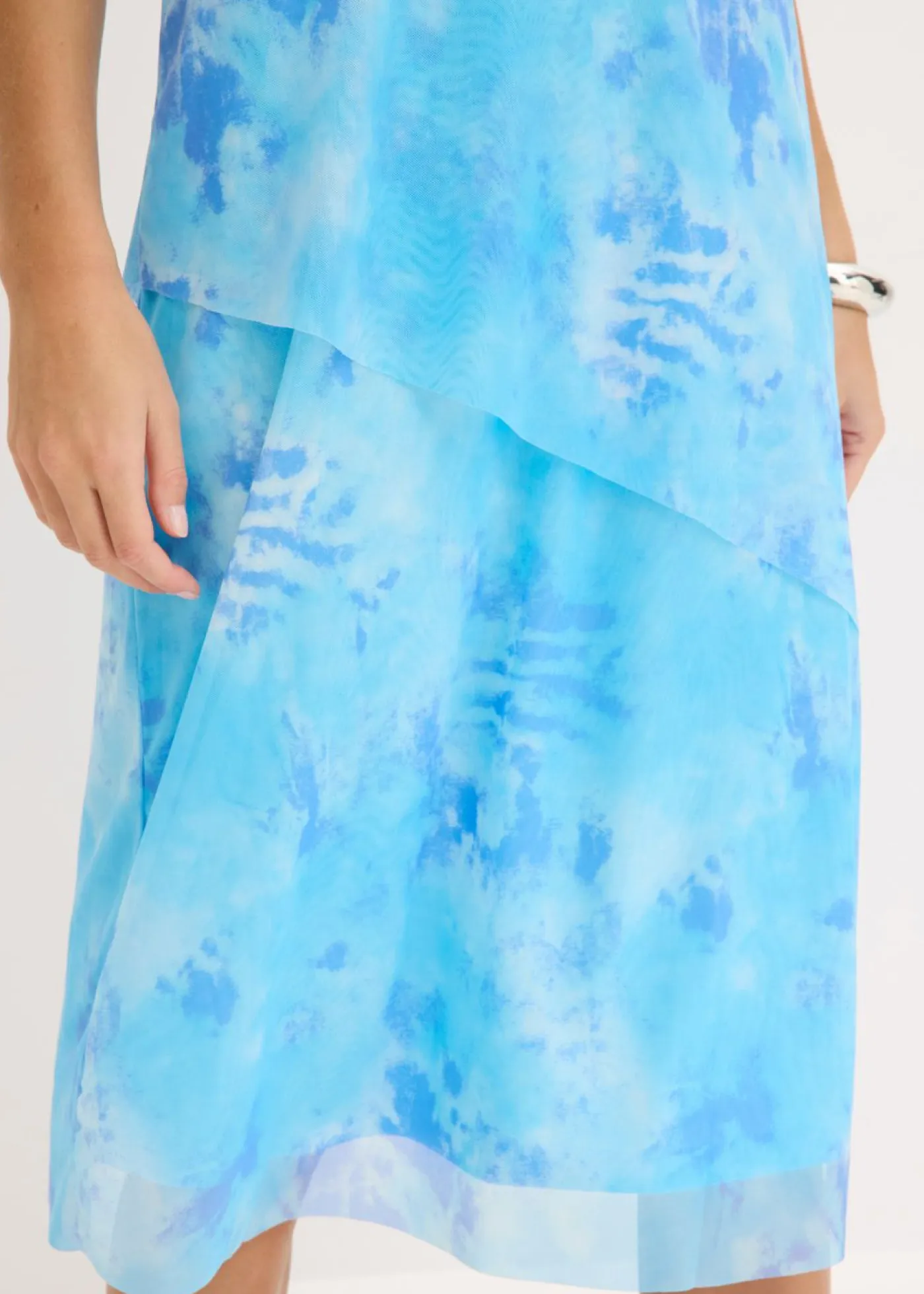 Vestido midi con malla Mujer Vestidos