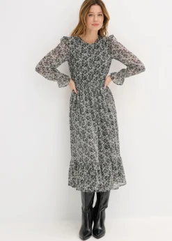 Vestido midi con volantes Mujer Vestidos