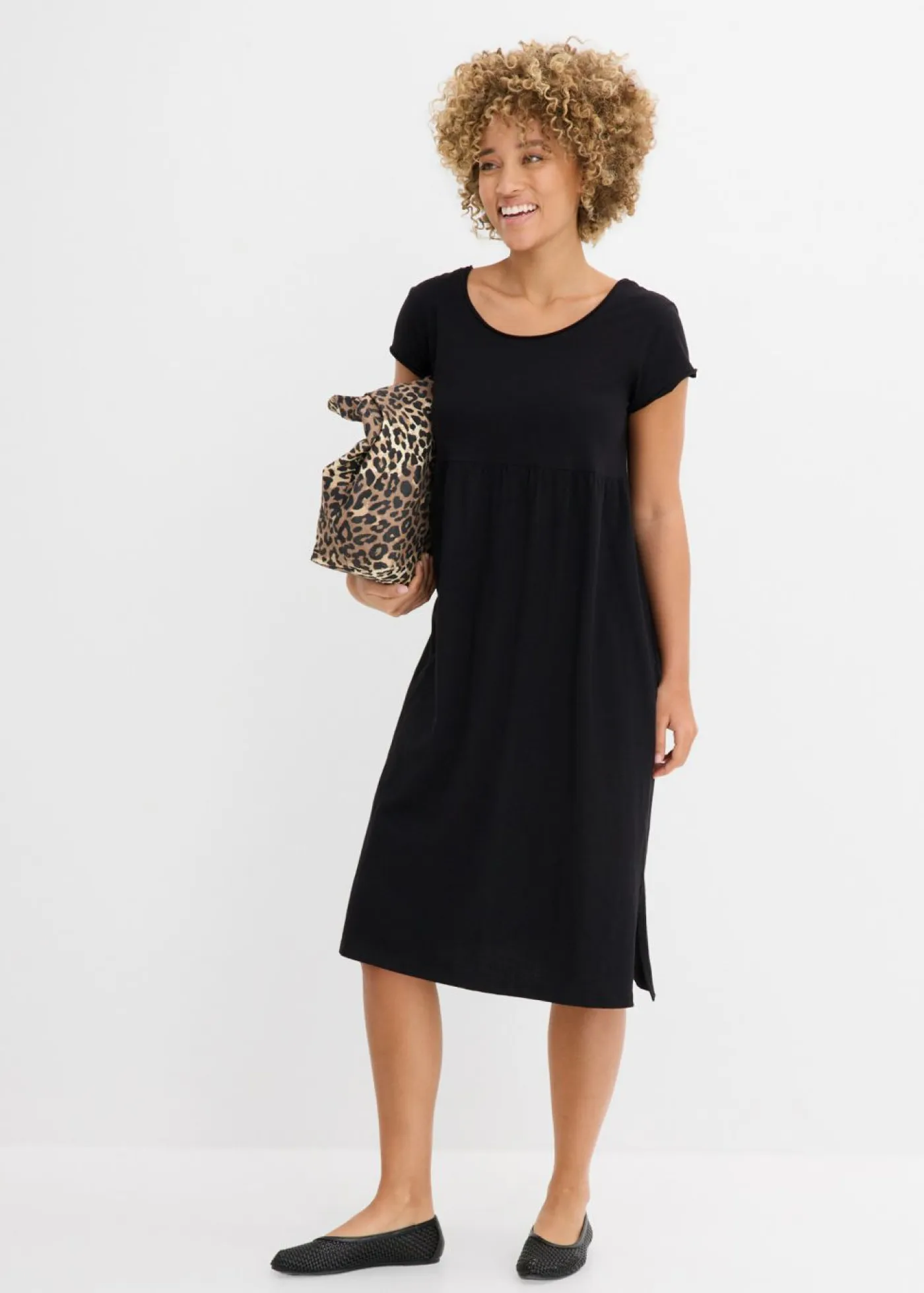 New Vestido midi de algodón orgánico puro Mujer Vestidos|Tallas Pequeñas