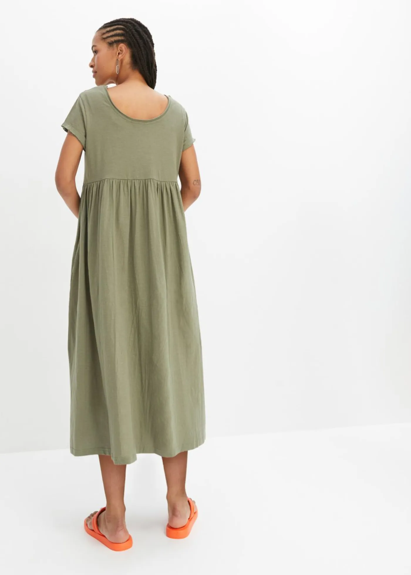 Online Vestido midi de algodón orgánico puro Mujer Vestidos|Tallas Pequeñas