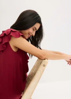 Sale Vestido midi de crepé estructurado con volantes Mujer Vestidos