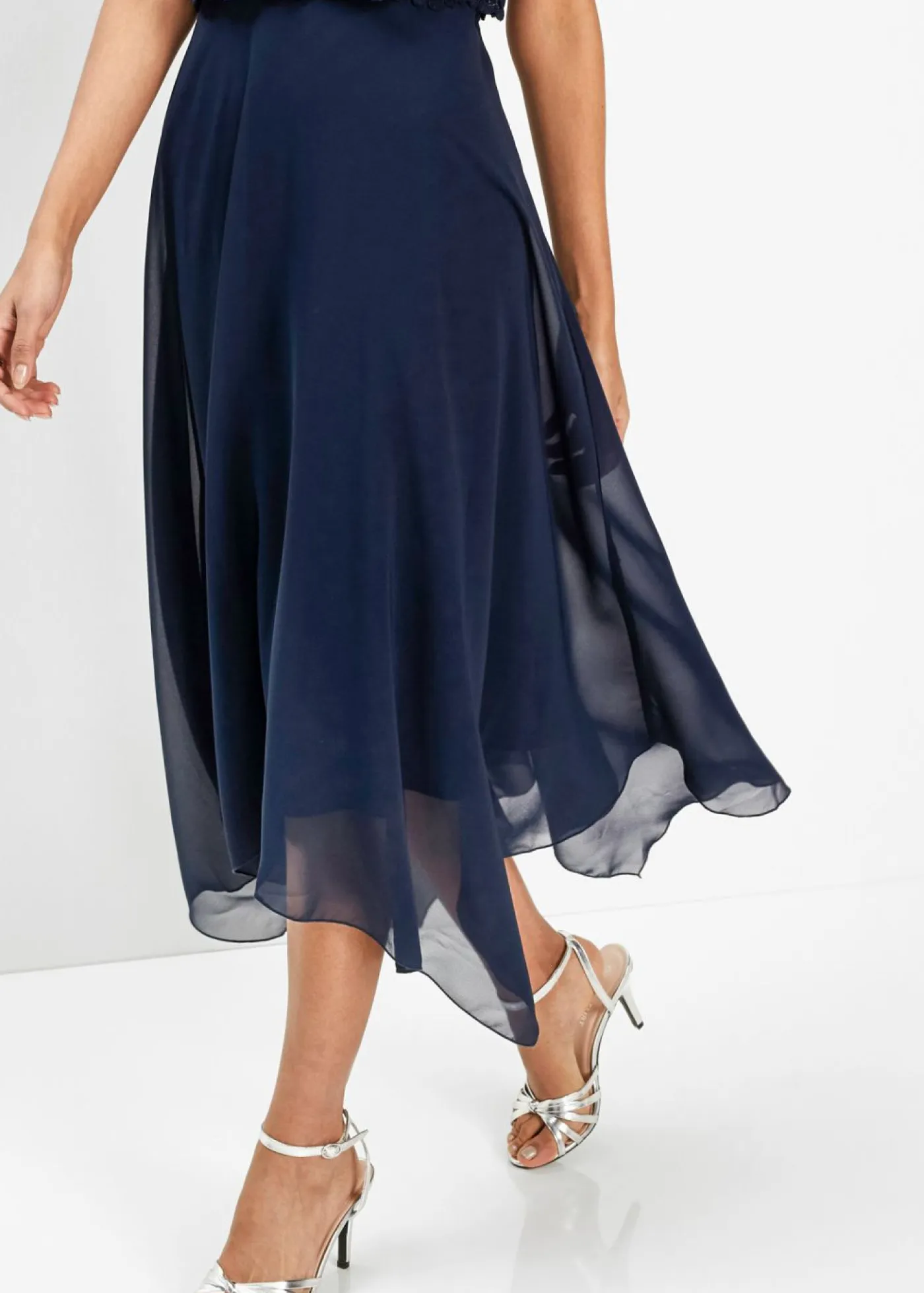 Sale Vestido midi de gasa fina con encaje Mujer Vestidos|Tallas Pequeñas