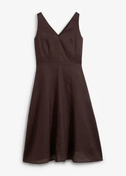 Clearance Vestido midi de lino puro Mujer Premium|Vestidos