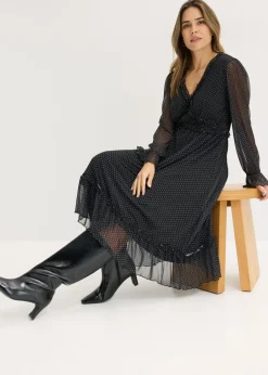 Best Vestido midi de malla Mujer Vestidos