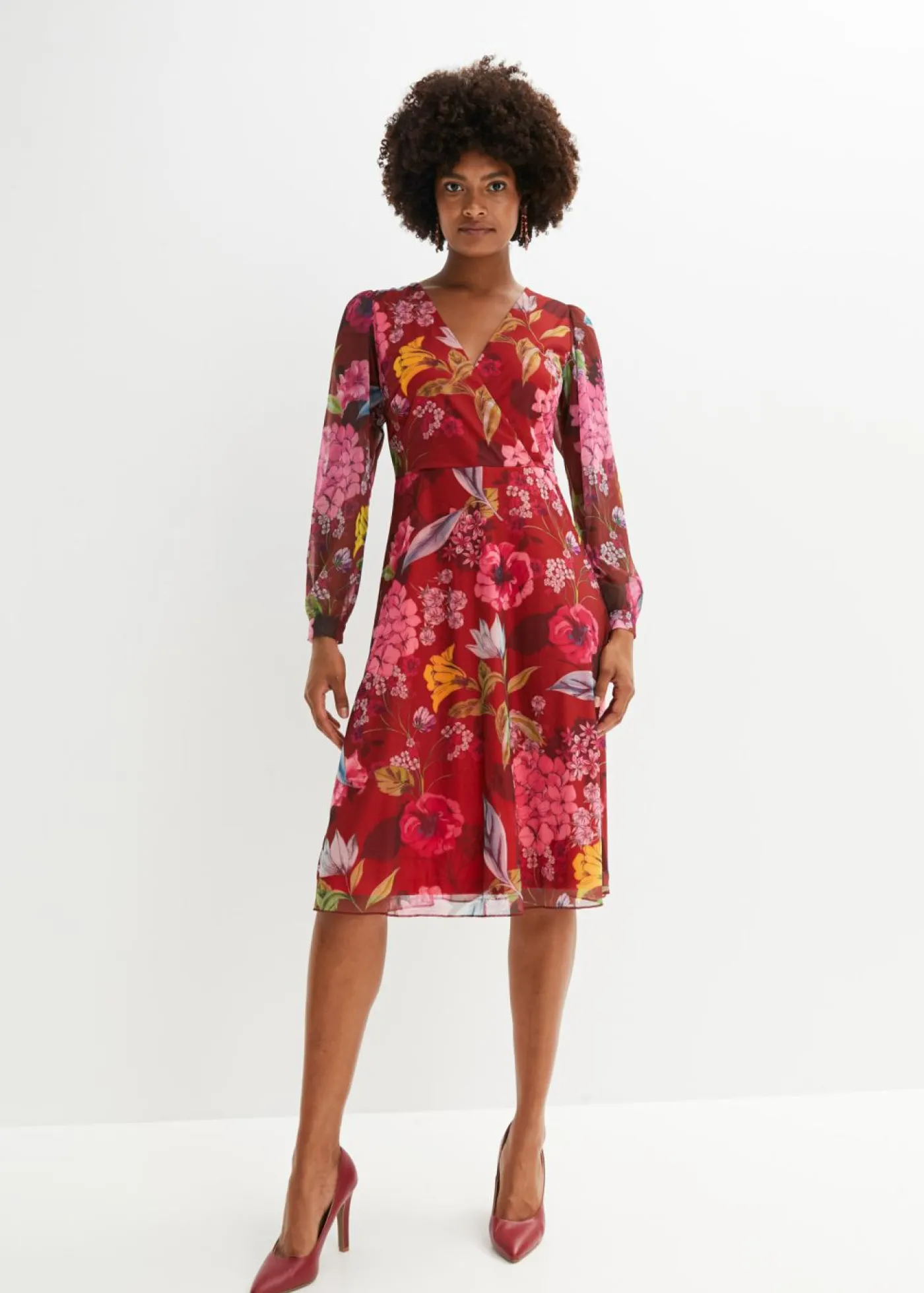 Vestido midi de malla ligera Mujer Vestidos