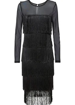 Hot Vestido midi de malla vaporosa con flecos Mujer Vestidos|Tallas Pequeñas