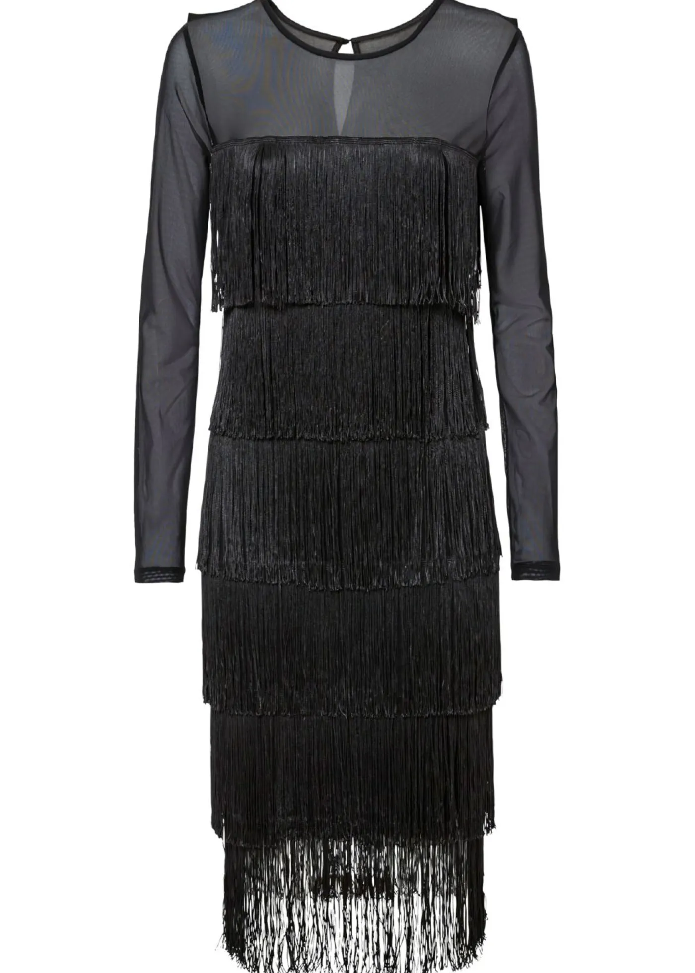 Hot Vestido midi de malla vaporosa con flecos Mujer Vestidos|Tallas Pequeñas