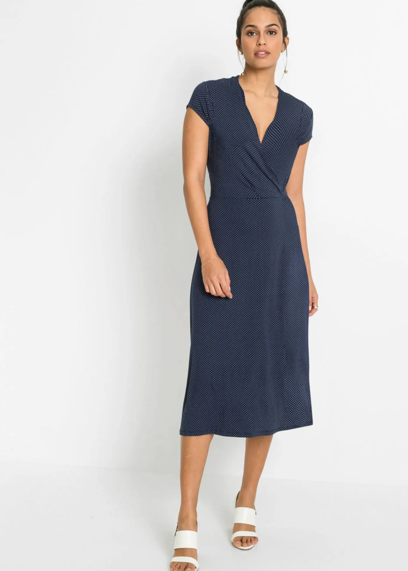 Outlet Vestido midi de mezcla de viscosa Mujer Vestidos
