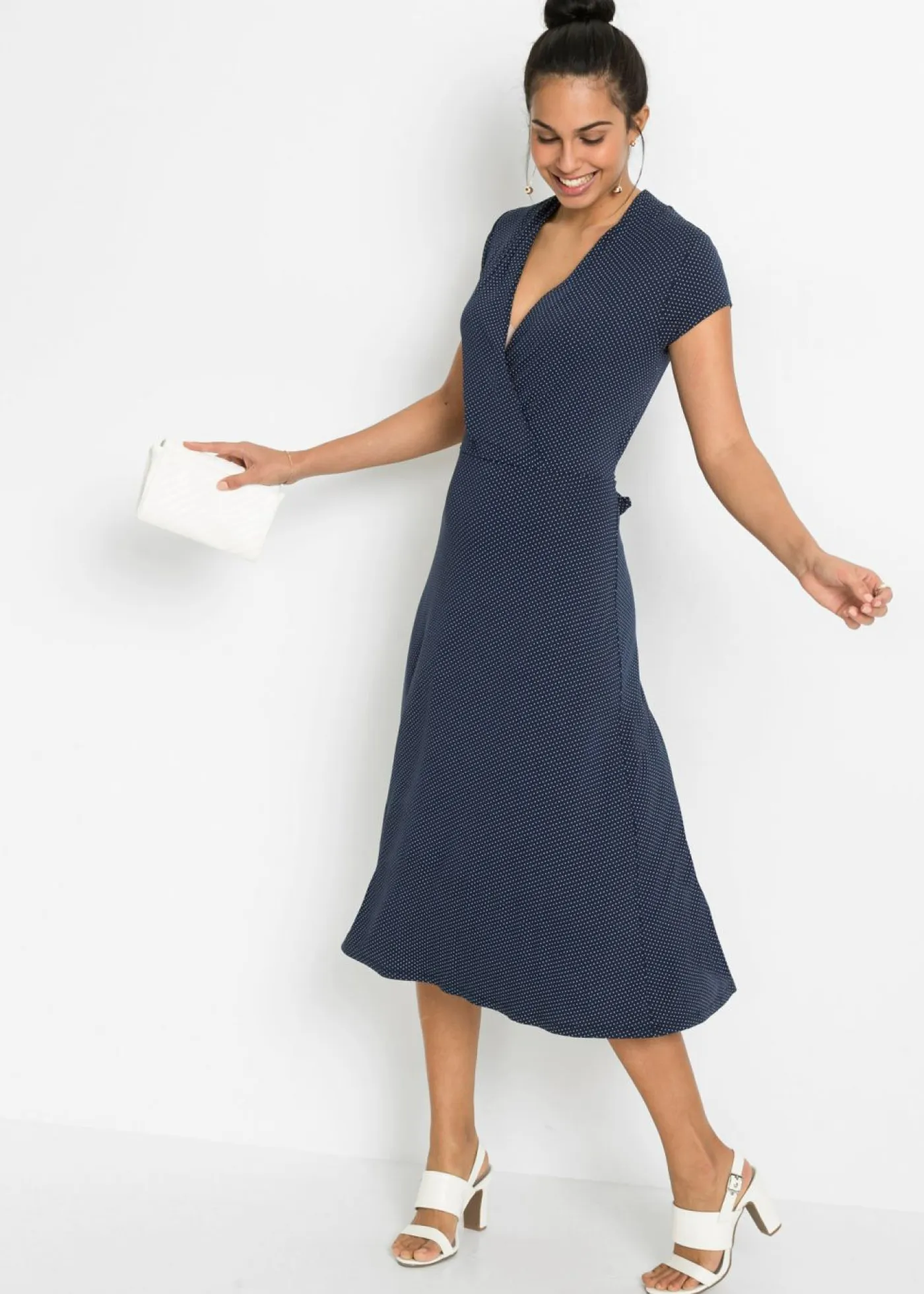 Outlet Vestido midi de mezcla de viscosa Mujer Vestidos