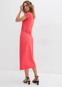 Best Vestido midi de mezcla de viscosa suave Mujer Esenciales|Vestidos