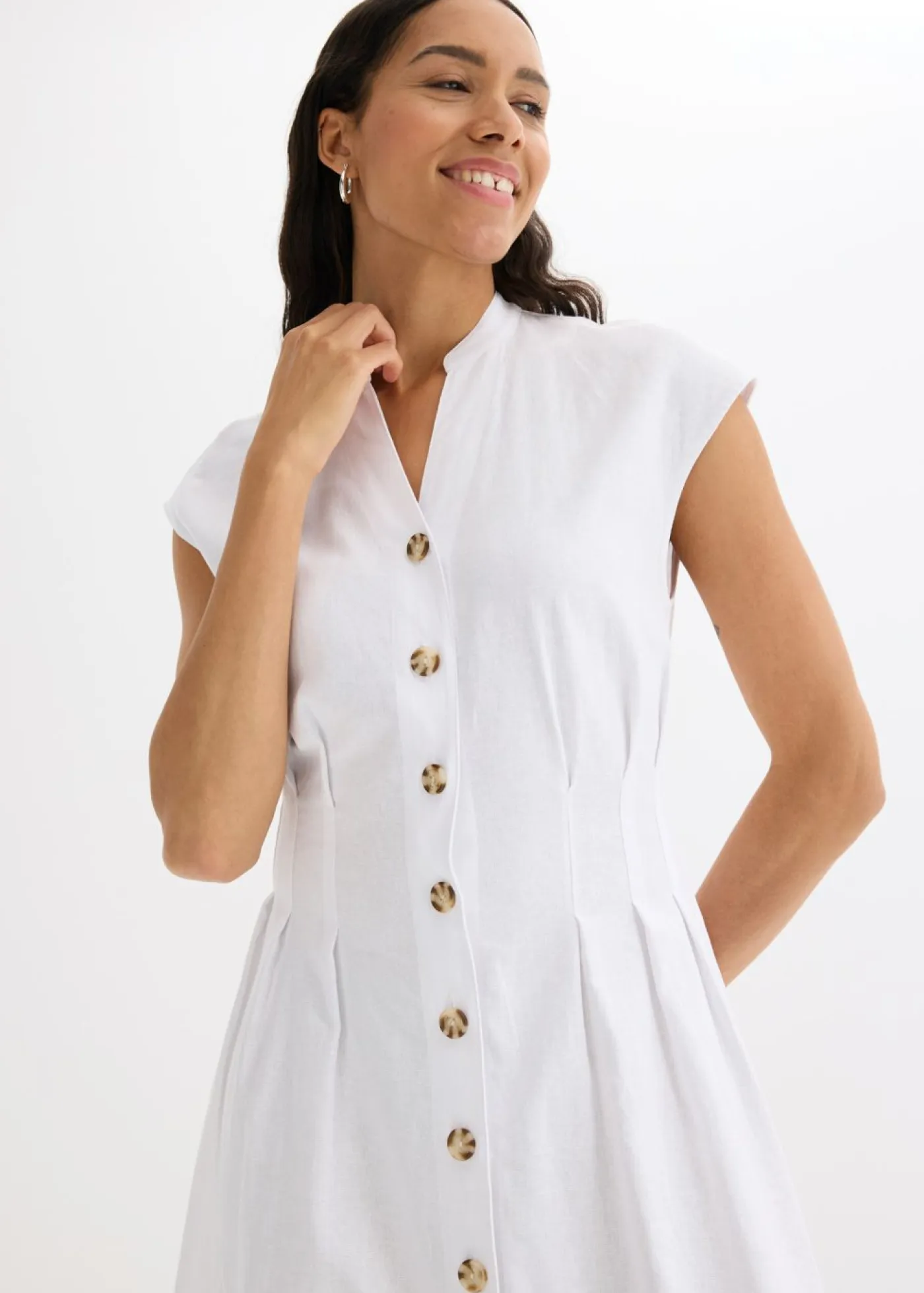 Hot Vestido midi de mezcla de lino ligero Mujer Vestidos