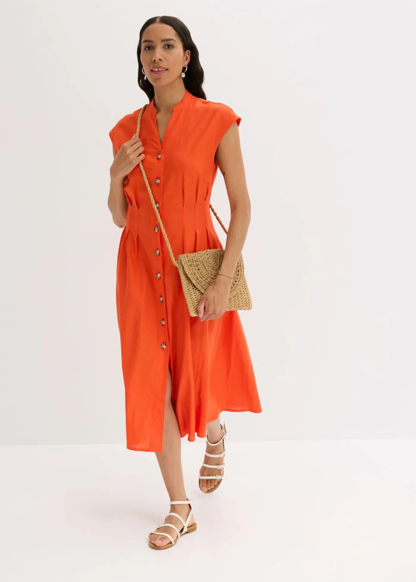 Discount Vestido midi de mezcla de lino ligero Mujer Vestidos