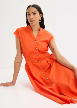 Discount Vestido midi de mezcla de lino ligero Mujer Vestidos