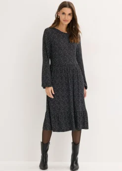 Hot Vestido midi de punto de mezcla de viscosa Mujer Vestidos