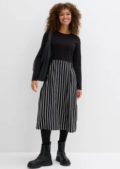 Clearance Vestido midi de punto de algodón Mujer Vestidos|Tallas Pequeñas
