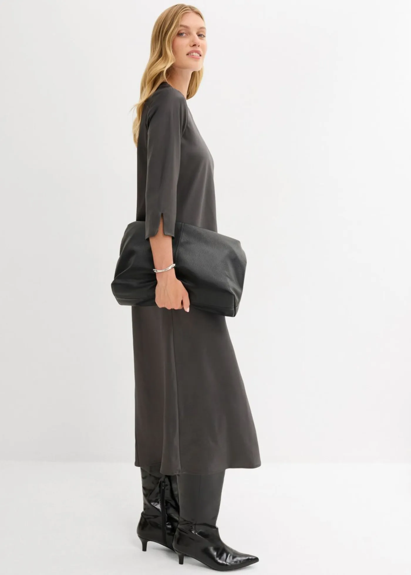 Sale Vestido midi de satén brillante Mujer Vestidos