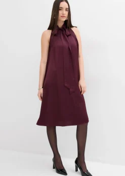 New Vestido midi de satén de mezcla de viscosa Mujer Esenciales|Vestidos