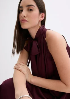New Vestido midi de satén de mezcla de viscosa Mujer Esenciales|Vestidos