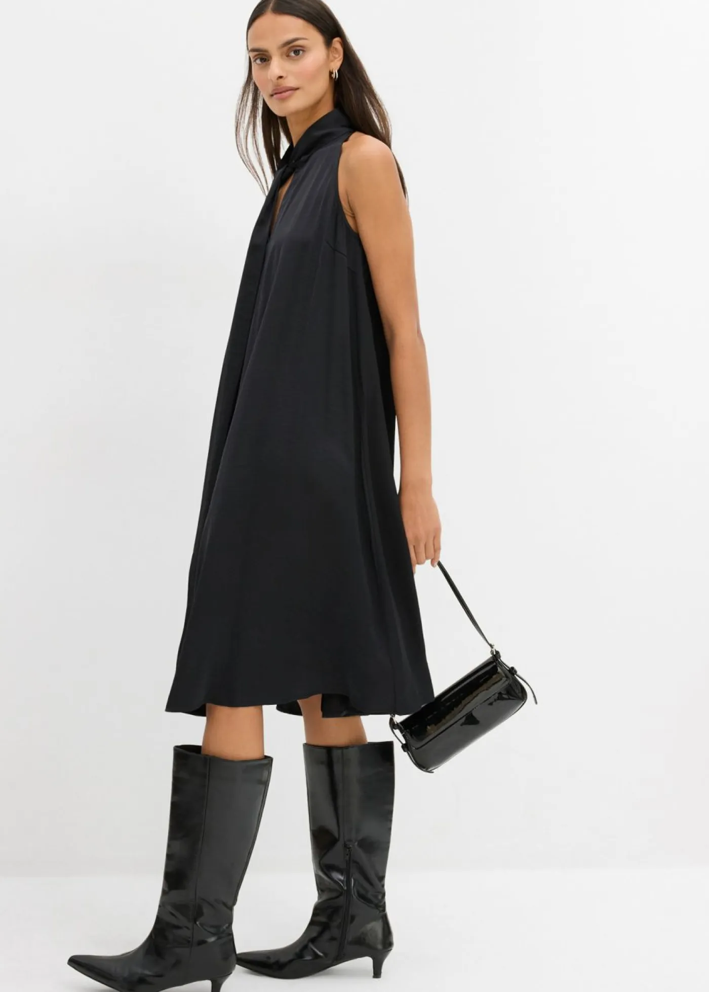Best Vestido midi de satén de mezcla de viscosa Mujer Esenciales|Vestidos