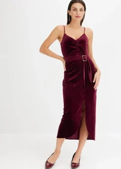 Sale Vestido midi de terciopelo suave y tirantes finos Mujer Vestidos