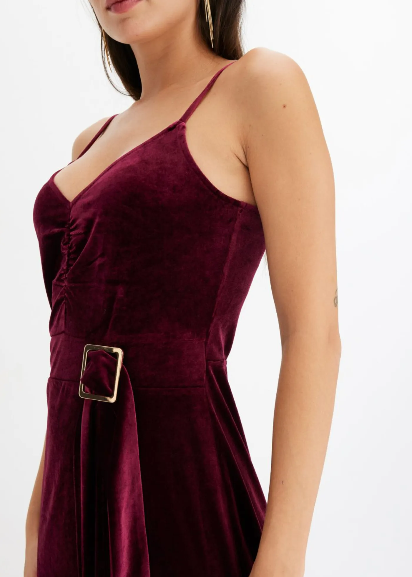 Sale Vestido midi de terciopelo suave y tirantes finos Mujer Vestidos