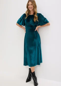 Discount Vestido midi de terciopelo suave Mujer Vestidos