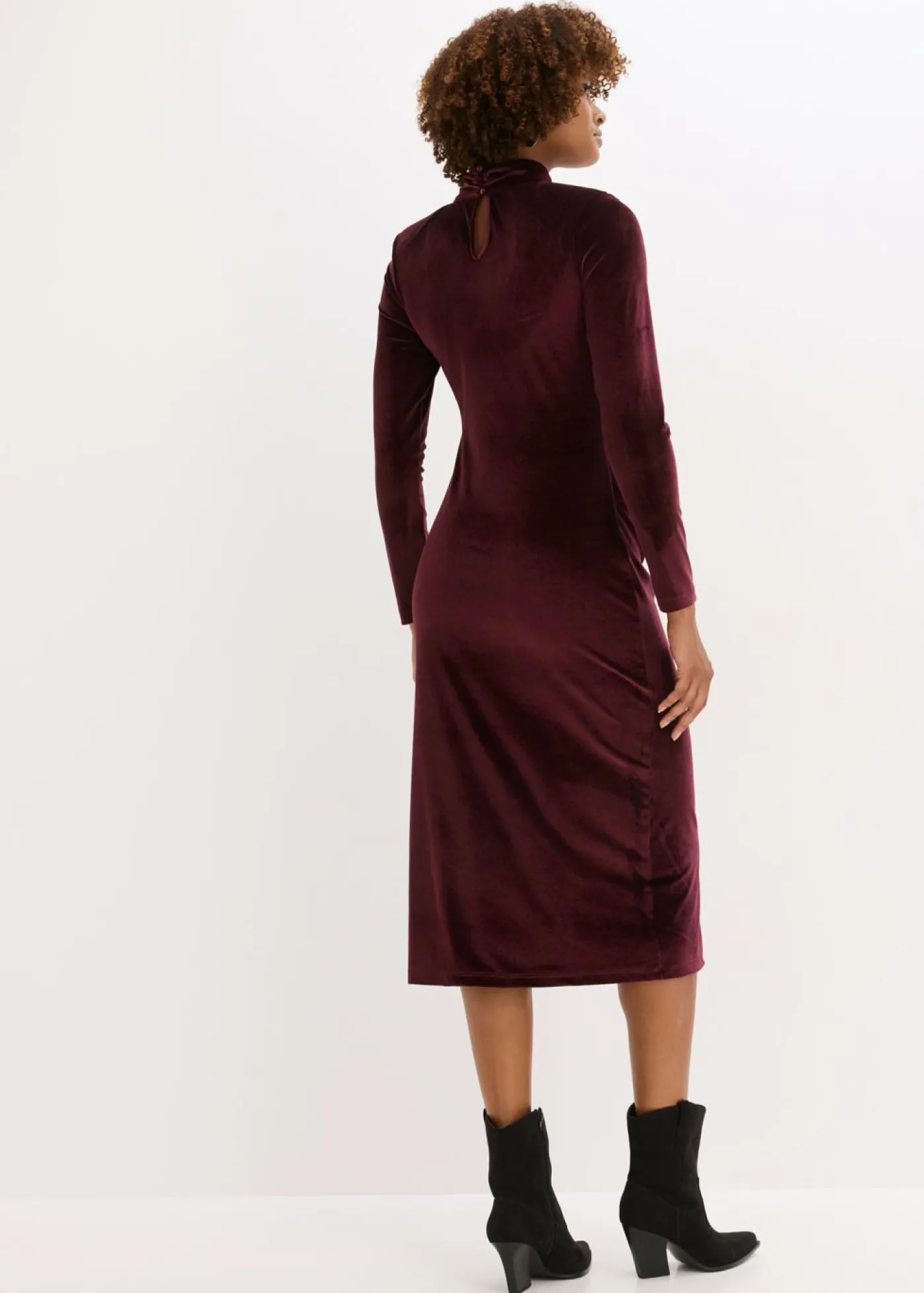 Hot Vestido midi de terciopelo suave Mujer Vestidos