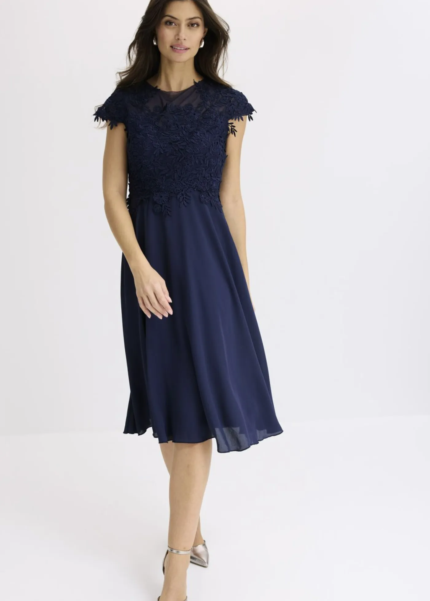 Best Vestido midi de tul delicado con encaje Mujer Vestidos|Ropa Elegante