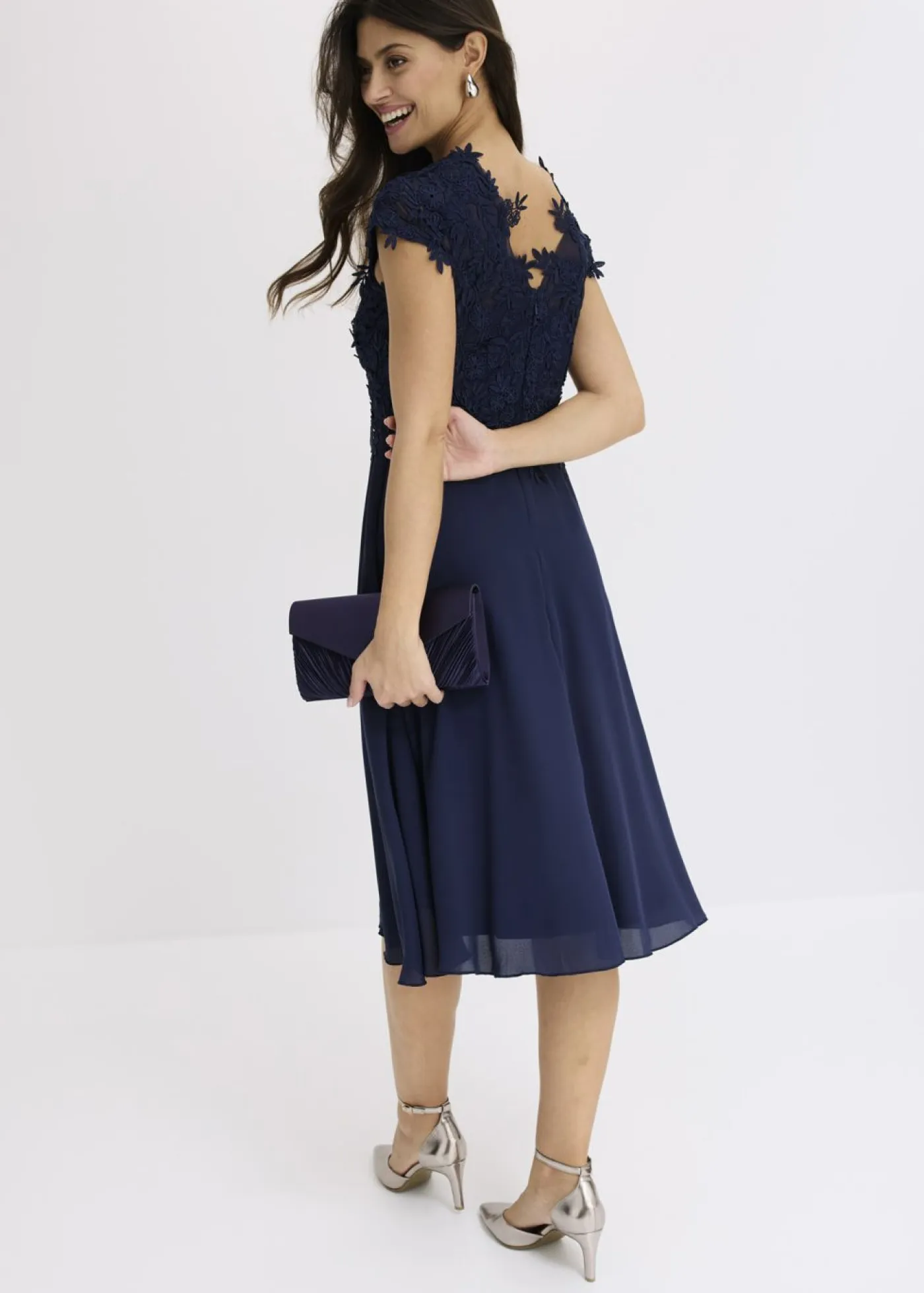 Best Vestido midi de tul delicado con encaje Mujer Vestidos|Ropa Elegante