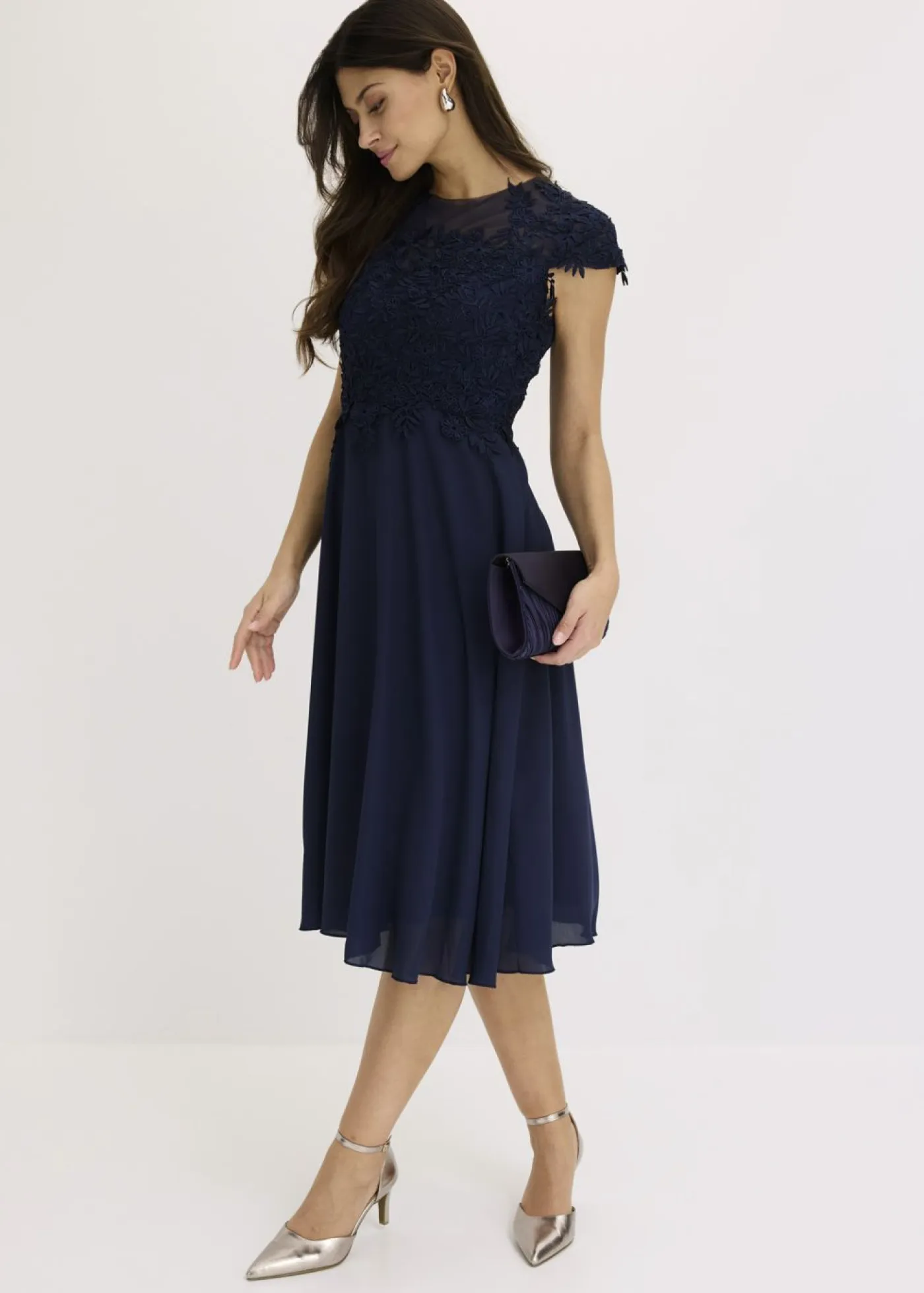 Best Vestido midi de tul delicado con encaje Mujer Vestidos|Ropa Elegante
