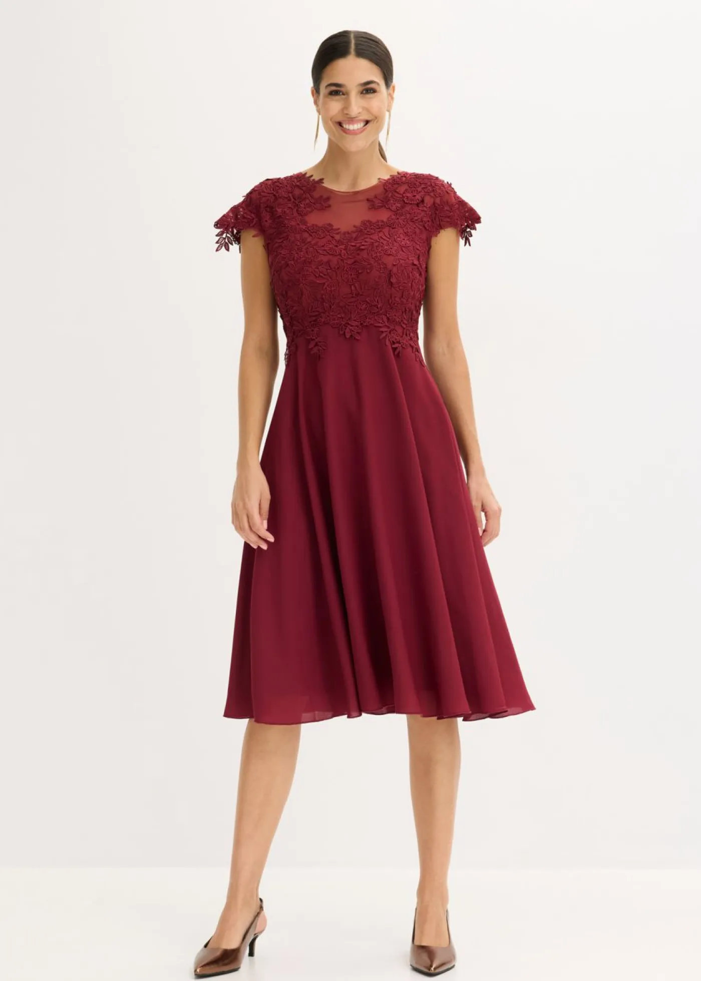 Sale Vestido midi de tul delicado con encaje Mujer Vestidos|Ropa Elegante