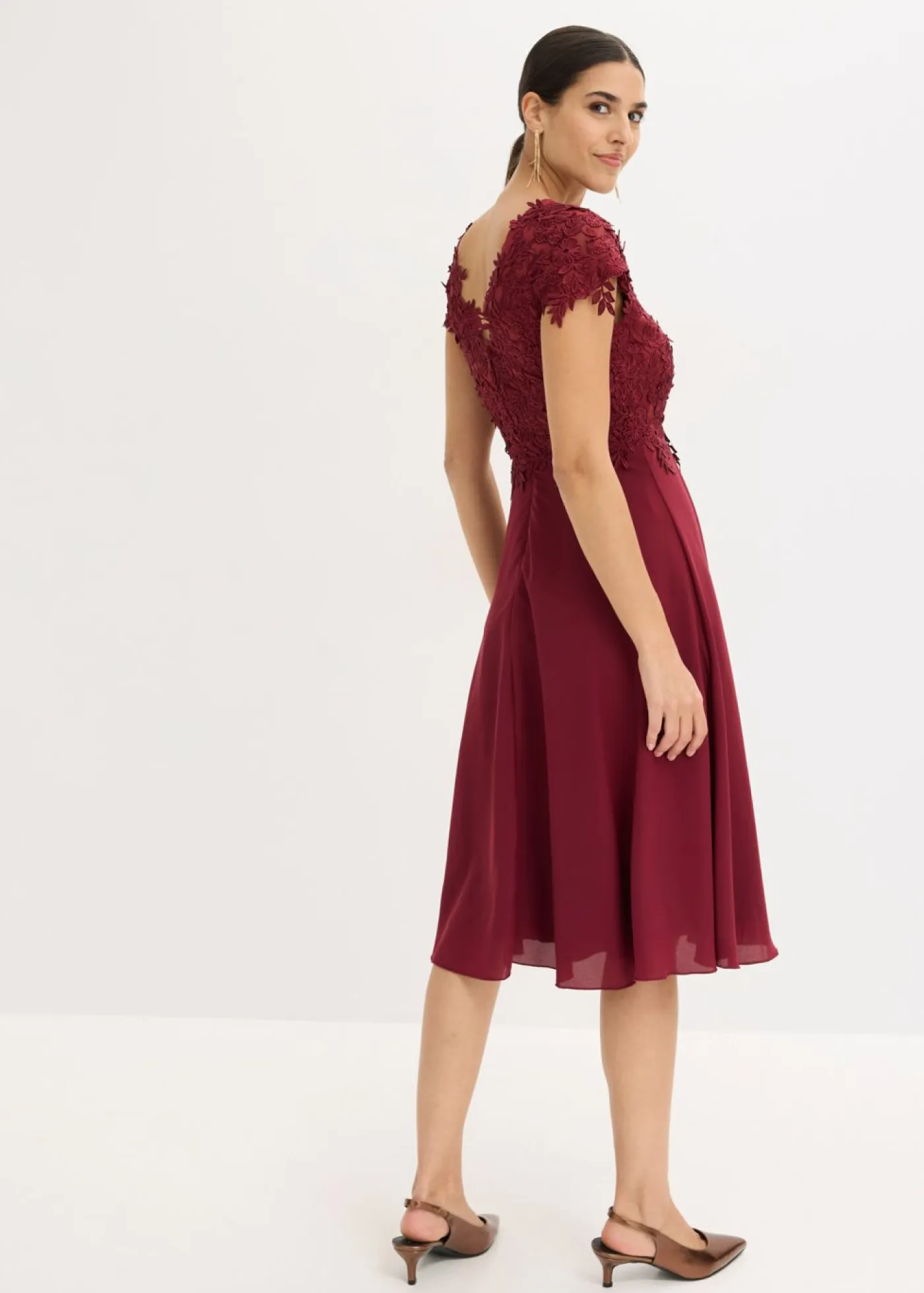 Sale Vestido midi de tul delicado con encaje Mujer Vestidos|Ropa Elegante