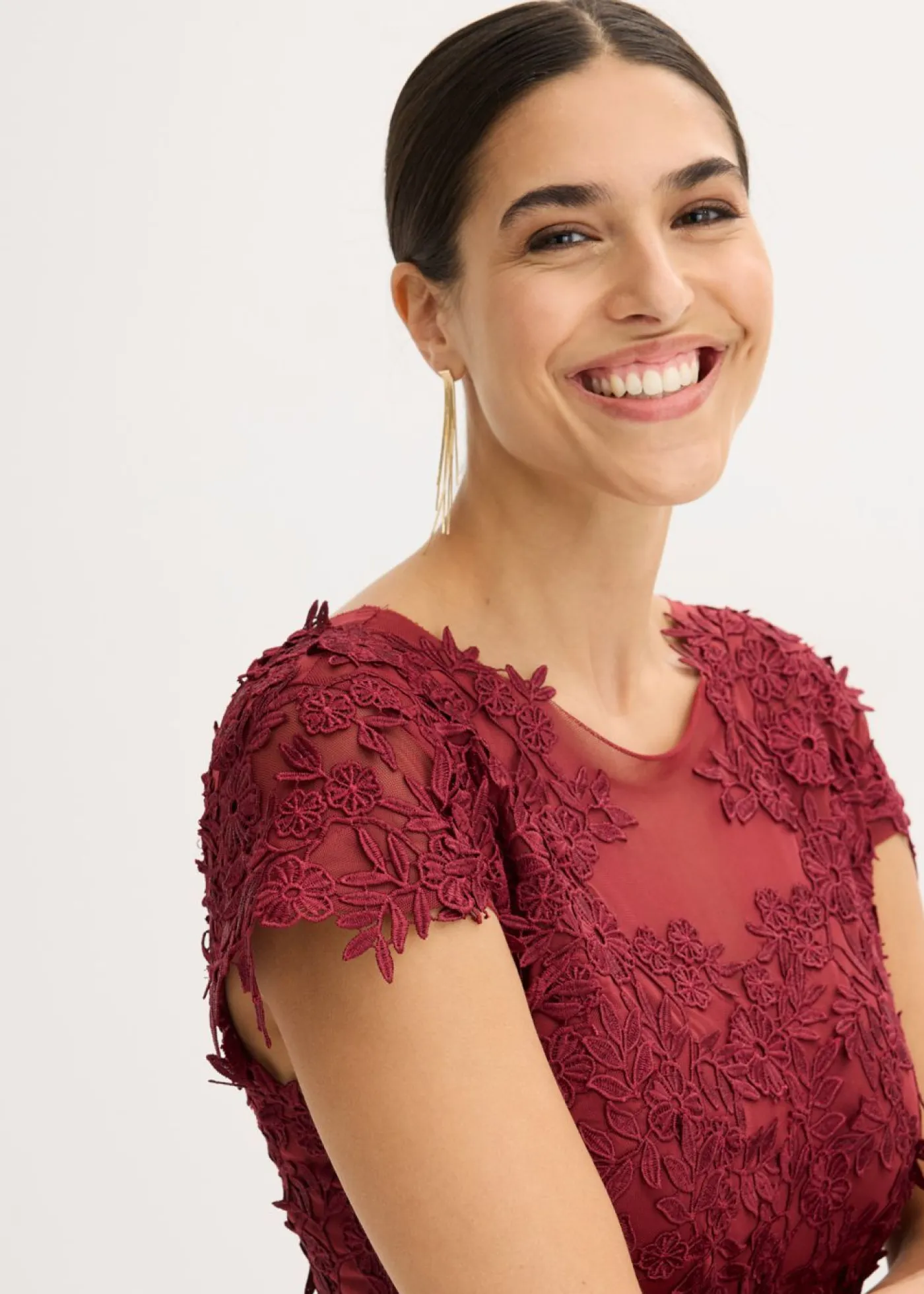 Sale Vestido midi de tul delicado con encaje Mujer Vestidos|Ropa Elegante