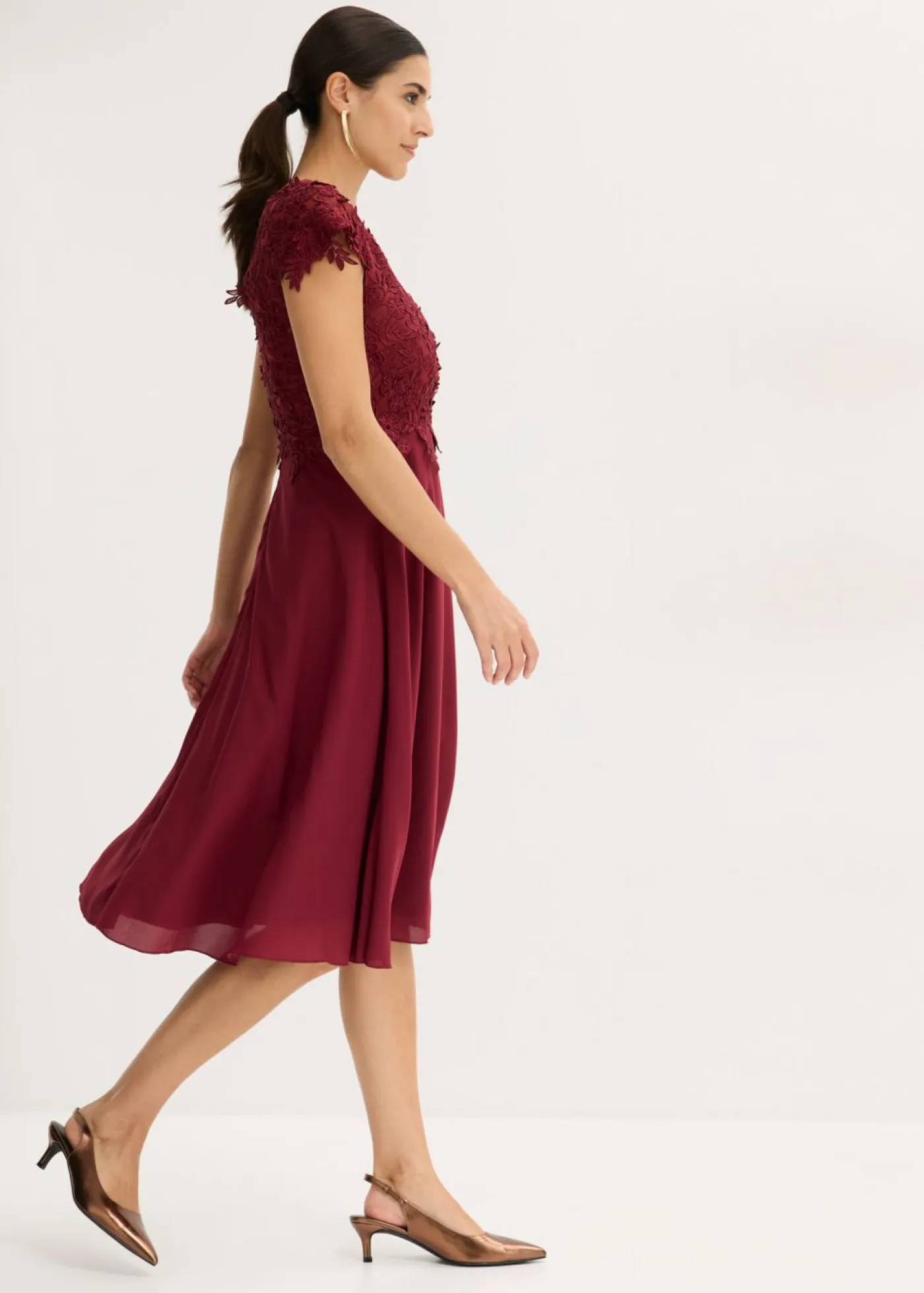 Sale Vestido midi de tul delicado con encaje Mujer Vestidos|Ropa Elegante