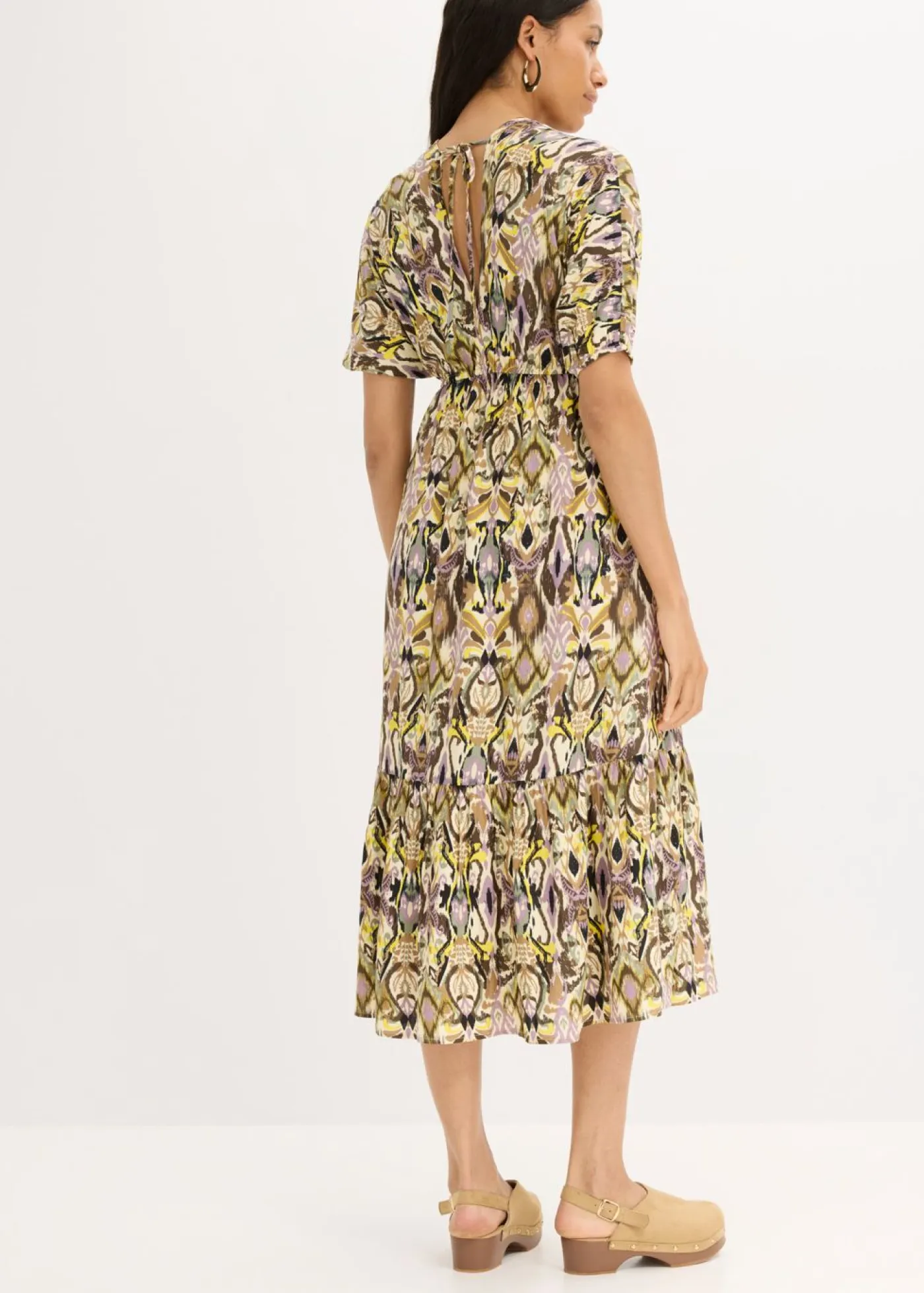 Vestido midi de viscosa fluida Mujer Vestidos