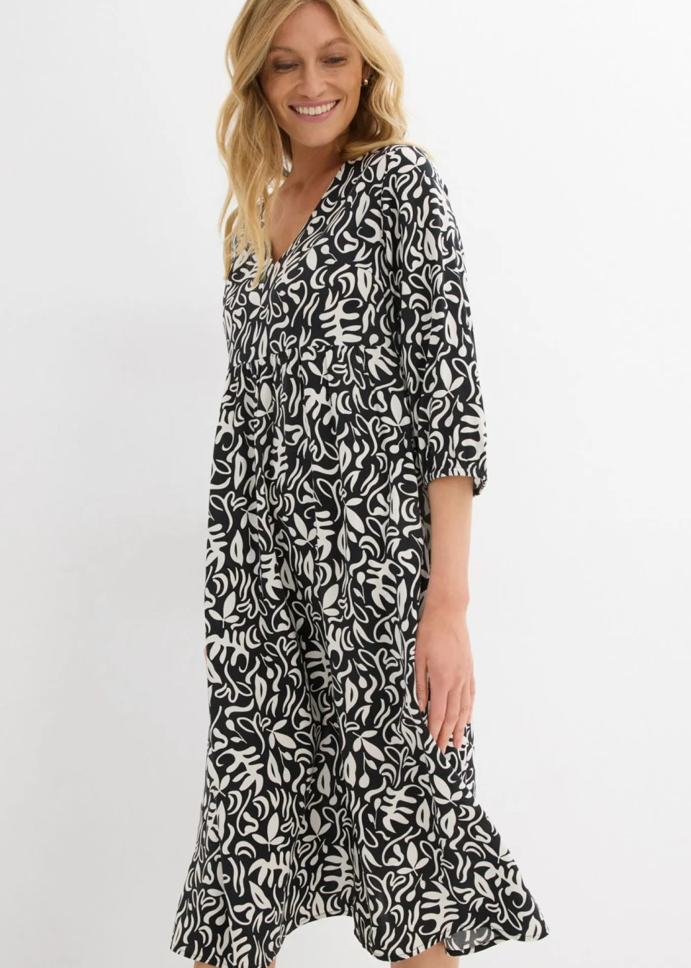Outlet Vestido midi de viscosa fluida Mujer Vestidos